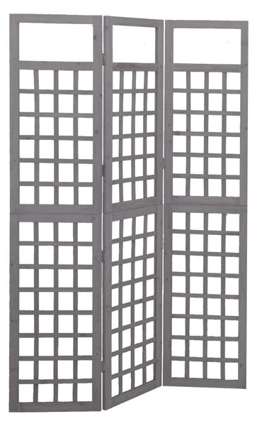 3 paneles szürke tömör fenyő térelválasztó/lugasrács 121x180 cm