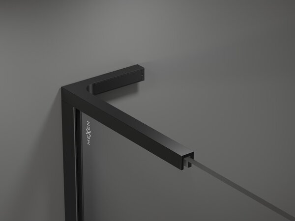 Mexen Kioto L, Walk-In zuhanyparaván 70 x 200 cm, 8 mm tükörmintás üveg, fekete profil, 800-070-103-70-50