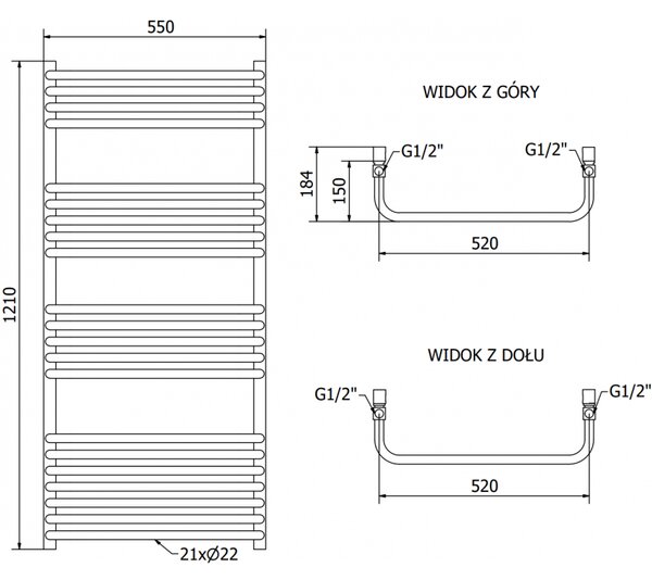 Mexen Apollo, elektromos fűtőelem 1210x550 mm + fűtőrúd 600 W, fehér, W117-1210-550-2600-20