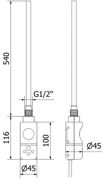 Mexen Ares, elektromos fűtőelem 1500x500 mm + fűtőrúd 600 W, antracit, W102-1500-500-2600-66
