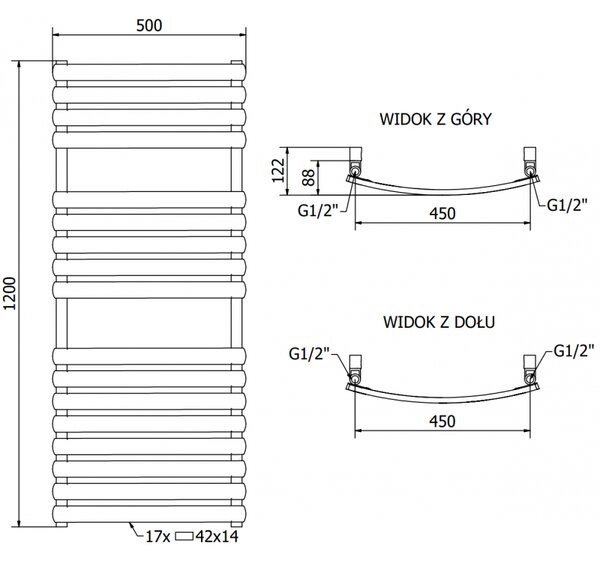 Mexen Bachus elektromos radiátor 1200 x 500 mm, 600 W, fekete - W109-1200-500-2600-70