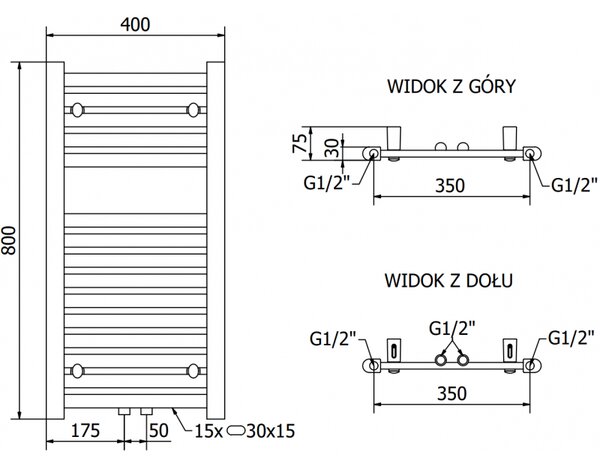 Mexen, Mexen Hades elektromos melegítő 800 x 400 mm, 300 W, króm - W104-0800-400-2300-01