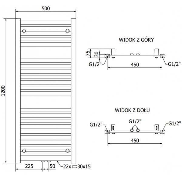 Mexen Hades elektromos radiátor 1200 x 500 mm, 600 W, antracit - W104-1200-500-2600-66
