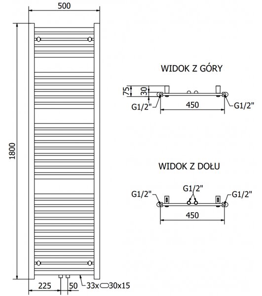 Mexen, Mexen Hades elektromos fűtés 1800 x 500 mm, 900 W, antracit - W104-1800-500-2900-66