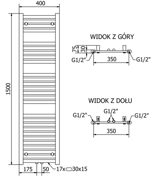 Mexen, Mexen Hades elektromos melegítő 1500 x 400 mm, 600 W, antracit - W104-1500-400-2600-66