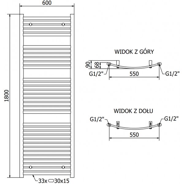 Mexen, Mexen Helios elektromos melegítő 1800 x 600 mm, 900 W, antracit - W103-1800-600-2900-66