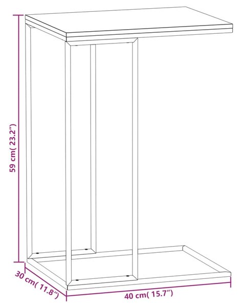 Fekete szerelt fa kisasztal 40 x 30 x 59 cm