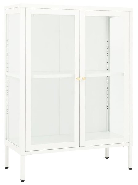 Fehér acél és üveg tálalószekrény 75 x 35 x 105 cm