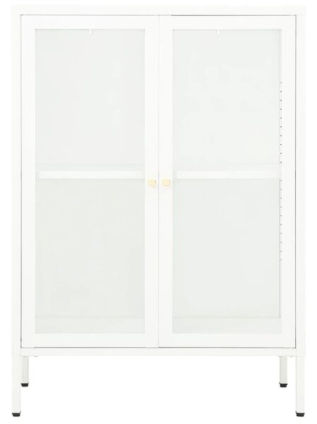 Fehér acél és üveg tálalószekrény 75 x 35 x 105 cm