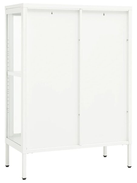 Fehér acél és üveg tálalószekrény 75 x 35 x 105 cm