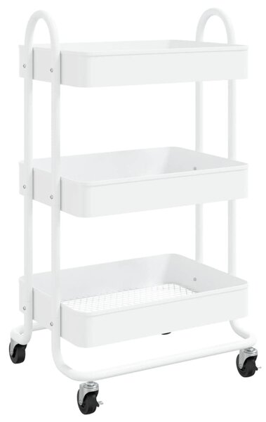 Fehér acél 3 szintes kocsi 43 x 34 x 79 cm