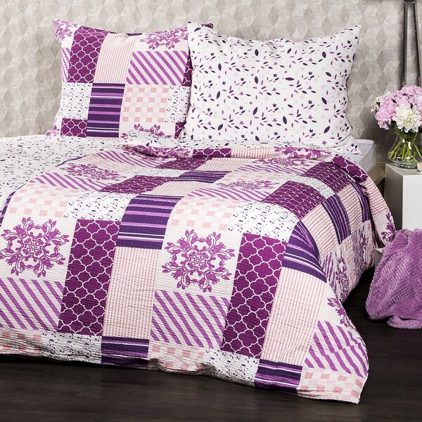 4Home Patchwork violet krepp ágyneműhuzat, 140 x 200 cm, 70 x 90 cm