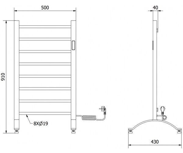 Mexen Oso, álló elektromos fűtés 910x500 mm, 200 W, fekete, W304-0910-500-00-70