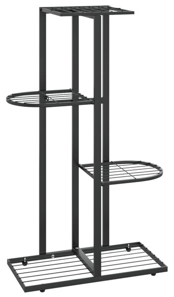 Fekete 4 szintes acél virágtartó állvány 43 x 22 x 76 cm