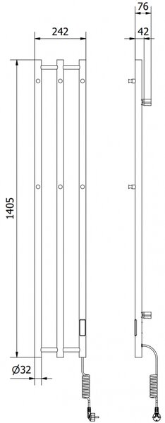 Mexen Pino, elektromos melegítő törülközőtartóval 1405x242 mm, 200 W, fehér, W301-1405-242-00-20