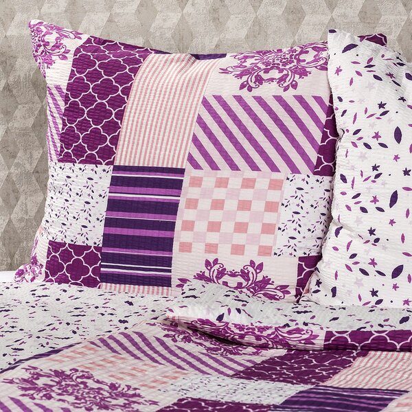 4Home Patchwork violet krepp ágyneműhuzat, 140 x 200 cm, 70 x 90 cm