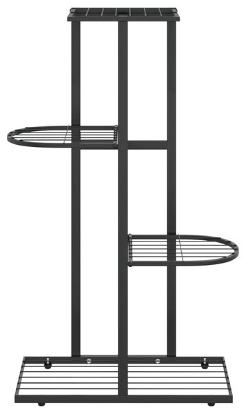 Fekete 4 szintes acél virágtartó állvány 43 x 22 x 76 cm