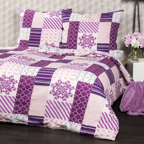 4Home Patchwork violet krepp ágyneműhuzat, 140 x 200 cm, 70 x 90 cm
