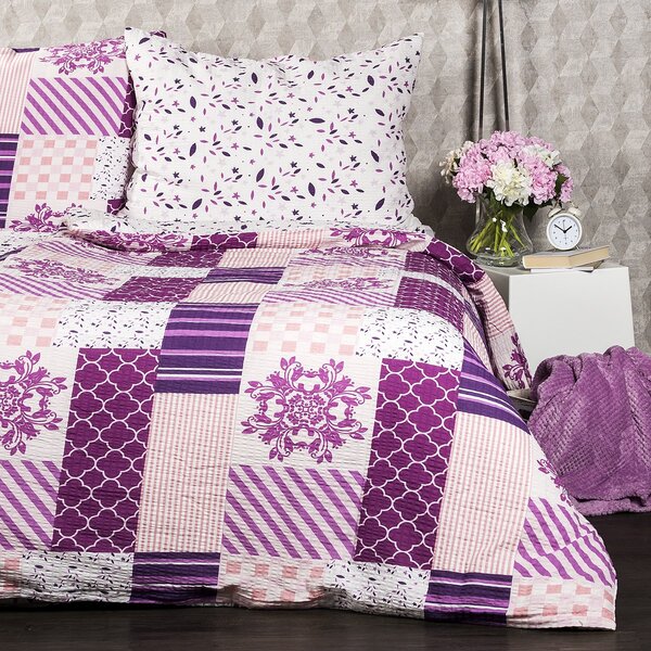 4Home Patchwork violet krepp ágyneműhuzat, 140 x 200 cm, 70 x 90 cm