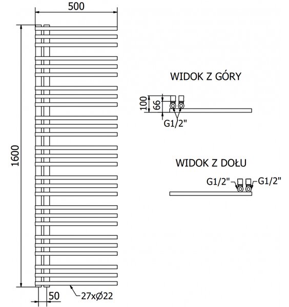 Mexen, Mexen Neptun elektromos melegítő 1600 x 500 mm, 900 W, antracit - W101-1600-500-2900-66