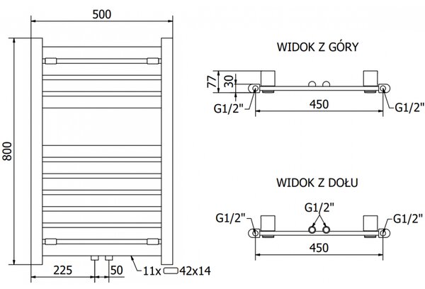 Mexen Uran elektromos fűtőtest 800 x 500 mm, 300 W, króm - W105-0800-500-2300-01