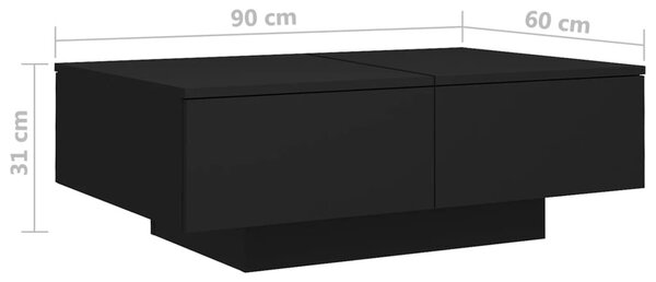 Fekete szerelt fa dohányzóasztal 90 x 60 x 31 cm