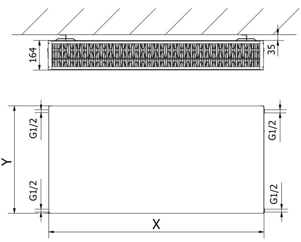 Mexen CF33 lapos radiátor 300 x 1000 mm oldalsó csatlakozó 1240 W fehér W433F-030-100-00