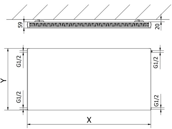 Mexen CF11, panelradiátor 300 x 1000 mm, oldalcsatlakozás, 455 W, fehér, W411F-030-100-00