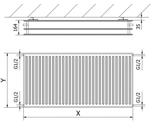 Mexen CH30 Higiéniai lapradiátor 500 x 600 mm, oldalsó csatlakozás, 778 W, fekete - W430H-050-060-70