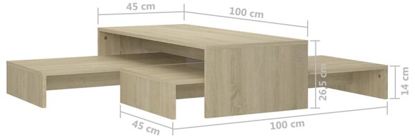 Szerelt fa rakásolható dohányzóasztalszett 100x100x26,5 cm