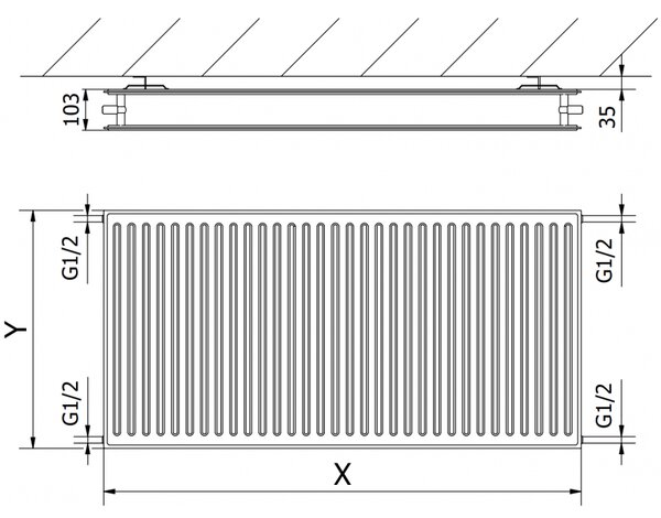 Mexen CH20 Higiénikus panelradiátor 600 x 400 mm, oldalcsatlakozás, 440 W, fehér, W420H-060-040-00