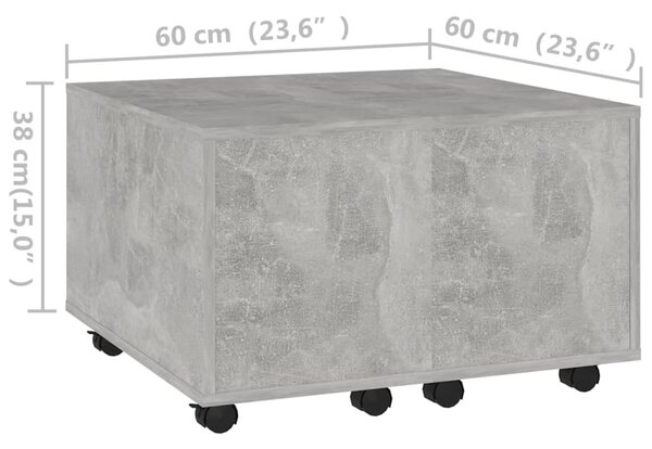 Betonszürke szerelt fa dohányzóasztal 60 x 60 x 38 cm