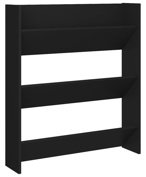 Fekete szerelt fa fali cipősszekrény 80 x 18 x 90 cm