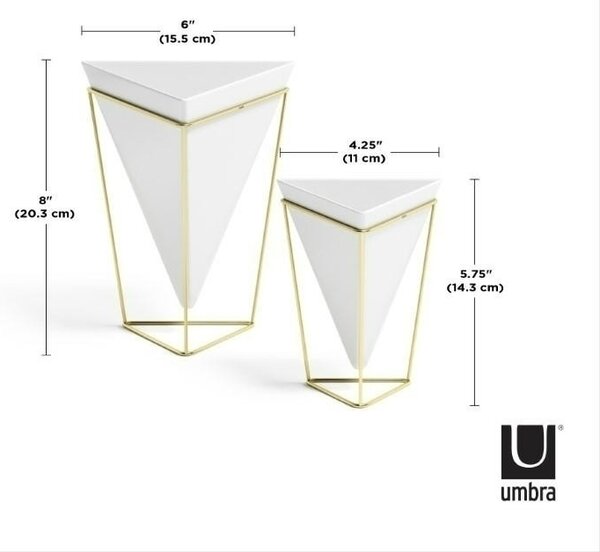 Umbra Trigg Geometrikus Kerámia Virágtartó Készlet Fehér-Arany