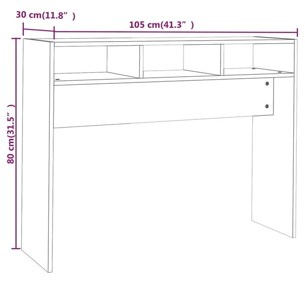 Betonszürke szerelt fa tálalóasztal 105 x 30 x 80 cm