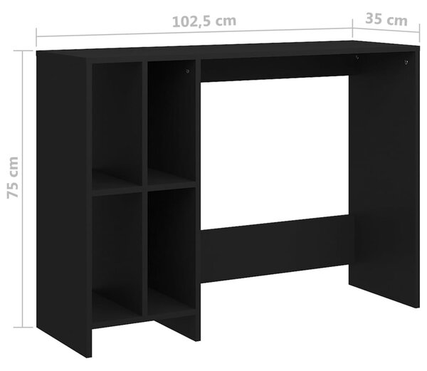 Fekete szerelt fa laptopasztal 102,5 x 35 x 75 cm