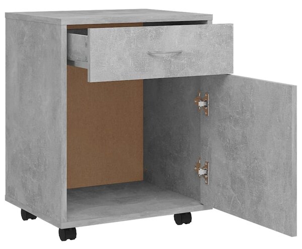 Betonszürke szerelt fa kerekes szekrény 45 x 38 x 54 cm