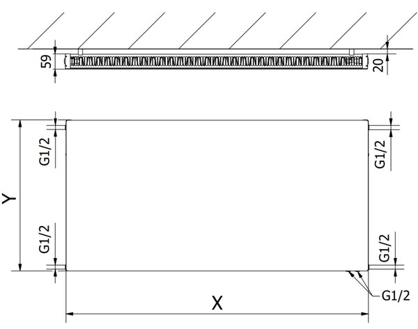 Mexen CVF11 lapos radiátor 300x600mm alsó csatlakozás 273W fehér W611F-030-060-00