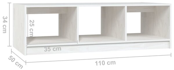 Fehér tömör fenyőfa dohányzóasztal 110 x 50 x 34 cm