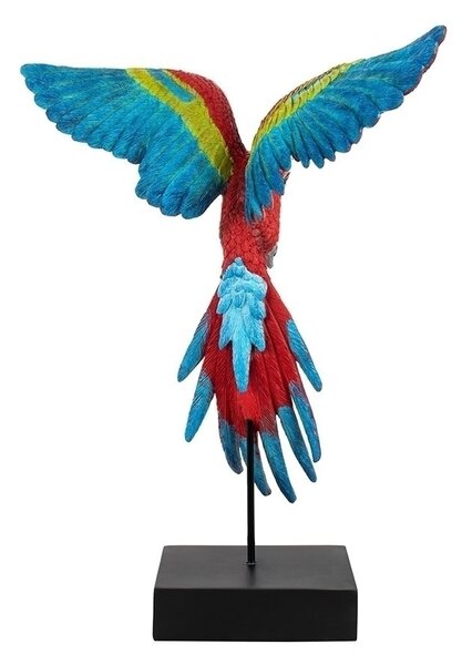 KARE Design Kiterjesztett Szárnyú Papagáj Dekoráció 52x61 cm Piros-Kék