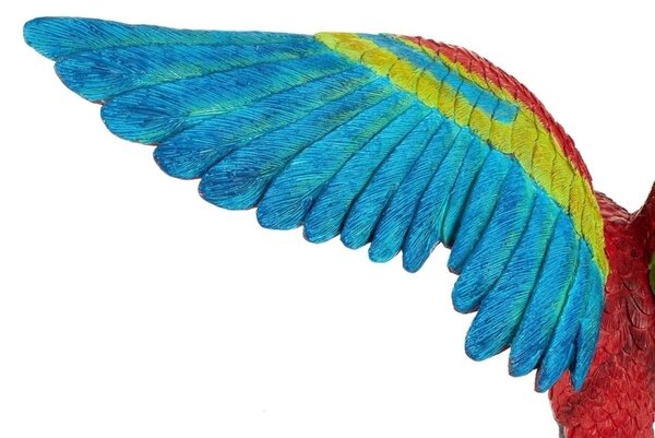 KARE Design Kiterjesztett Szárnyú Papagáj Dekoráció 52x61 cm Piros-Kék