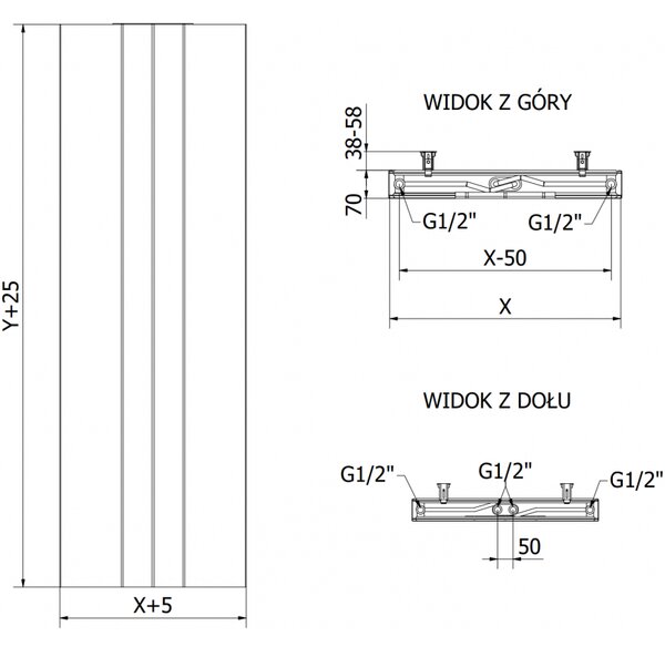 Mexen Line VS20SL lapradiátor 1600 x 400 mm, alsó középső csatlakozás, 794 W, fehér - W6VS20SL-160-040-00