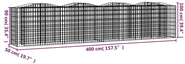 Íves horganyzott vas gabion magaságyás 400x50x100 cm