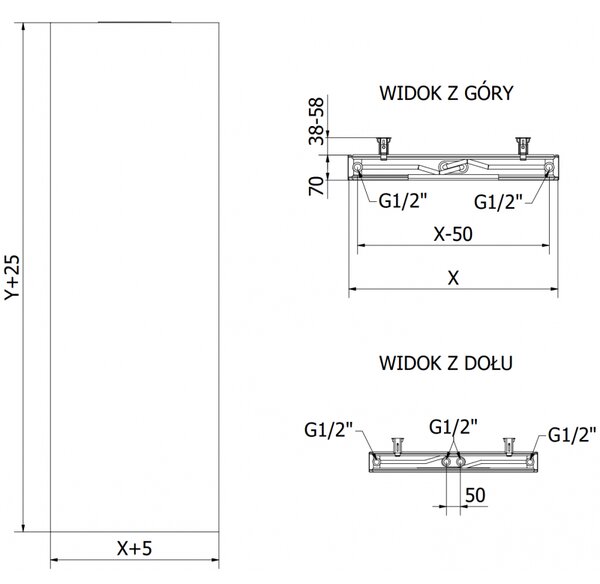 Mexen Flat VS20S lemezradiátor 1600 x 400 mm, alsó középső csatlakozás, 794 W, fehér - W6VS20S-160-040-00