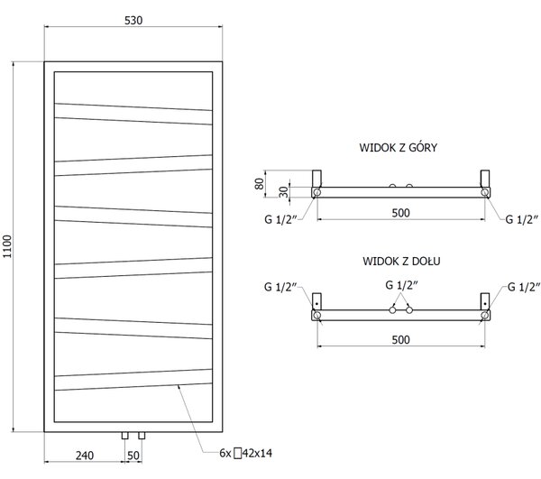 Mexen, Mexen Zoom dekoratív fürdőszobai radiátor 1100 x 530 mm, 376 W, antracit - W130-1100-530-00-66