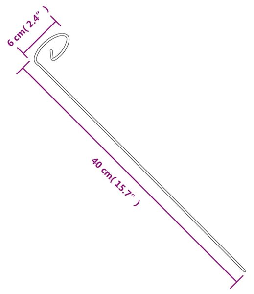 20 db sötétzöld acél kerti növénykaró 40 cm