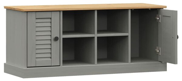VIGO szürke tömör fenyőfa cipőtároló pad 106 x 35 x 45 cm