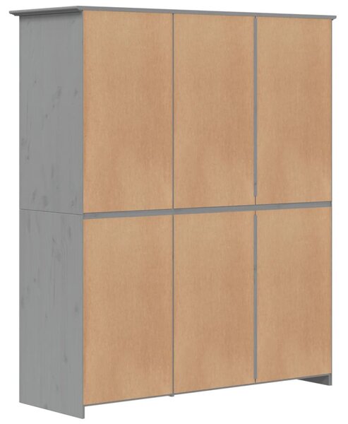 BODO szürke tömör fenyőfa ruhásszekrény 146x53,5x173 cm