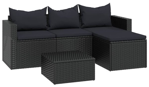 Fekete polyrattan kerti ülőgarnitúra