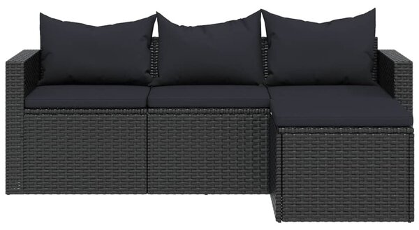 Fekete polyrattan kerti ülőgarnitúra